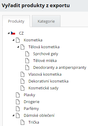 výber produktů