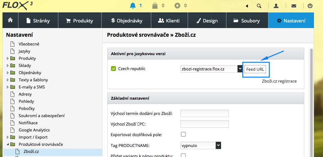URL adresa XML feedu pro Zboží.cz