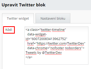 HTML kód pre Twitter widget