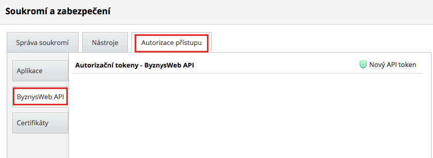 Nový API token | ByznysWeb