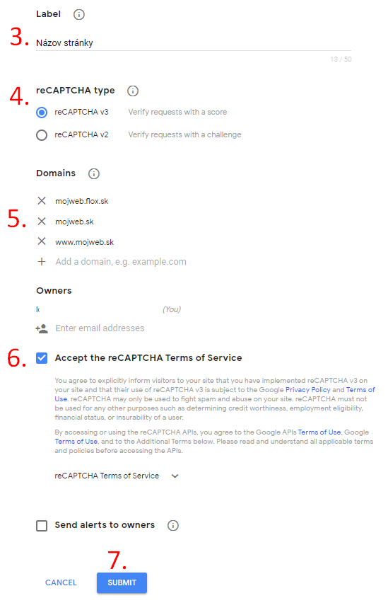 CAPTCHA registrácia