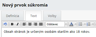 Modal pro potvrzení věku pro vstup na stránku