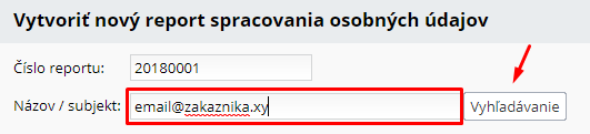 vyhledavani udaju do noveho reportu osobnich udaju zakazniku v e-shopu od ByznysWeb.cz