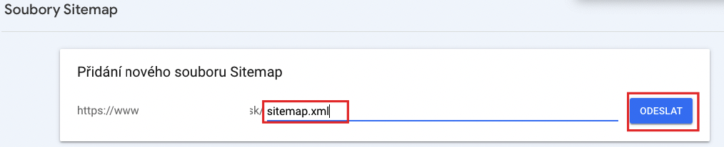 vygenerování sitemapy v Google Search Console