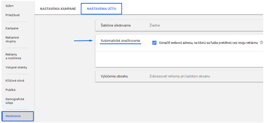 automatické značkování v AdWords