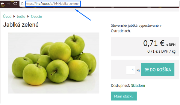 reklama na produkt s aktuální URL