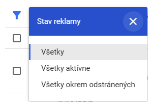 stav reklamy v AdWords