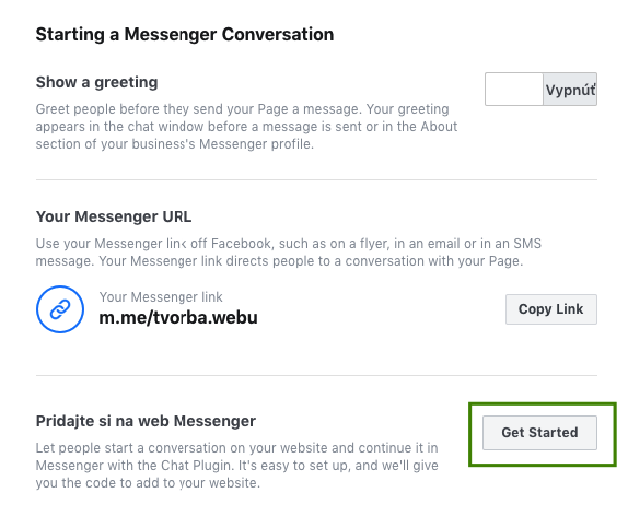 jak vložit Facebook Messenger na e-shop nebo webovou stránku