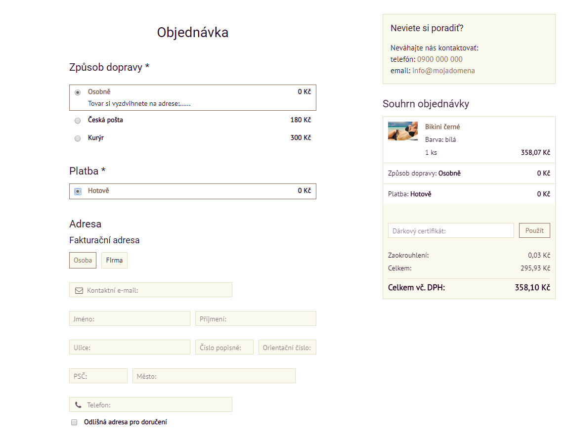 Objednávkový formulář s viditelným souhrnem | ByznysWeb