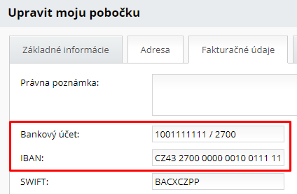 Nastavení IBAN / Bankovního účtu | ByznysWeb