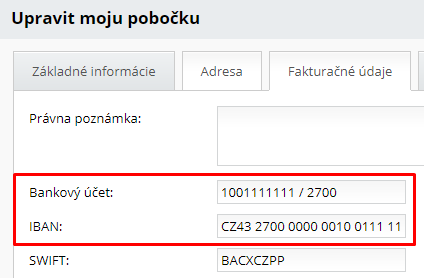 Nastavenie IBAN / Bankového účtu | BiznisWeb