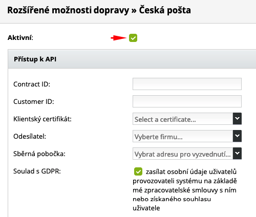 Nastavení přístupu k API České Pošty | ByznysWeb