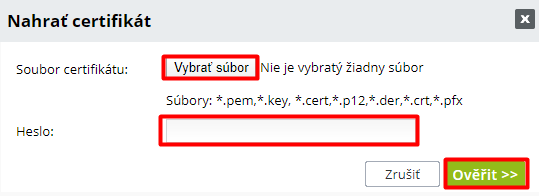 Nahrání soukromého klíče pro GP WebPay