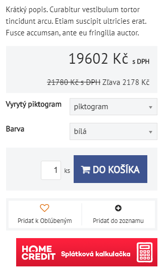 HomeCredit OneClick kalkulačka v detailu produktu | ByznysWeb