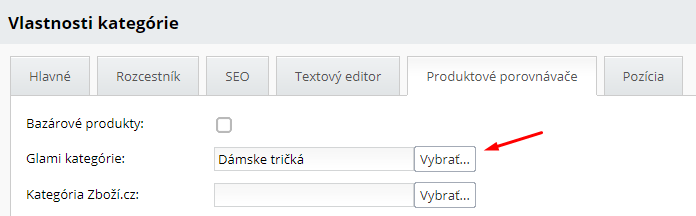 Priradenie Glami kategórie v e-shope