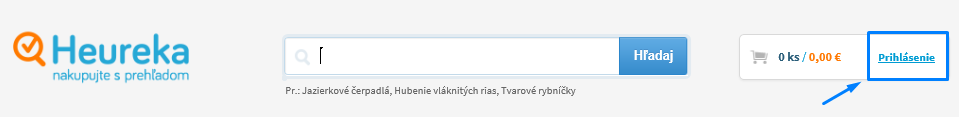 Přihlášení na heureka.cz