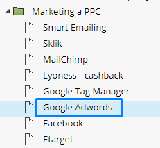 Sekce Marketing a PPC - Google Adwords