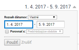 rozsah dátumů v analytics