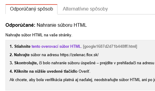 stiahnutie overovacieho HTML súboru