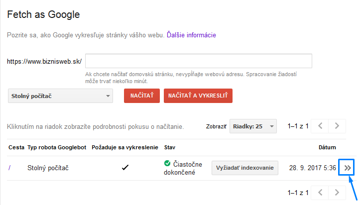načíst jako google, fetch as google