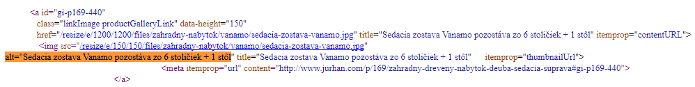 alternativní text, alt tag ve zdrojovém kódu stránky 