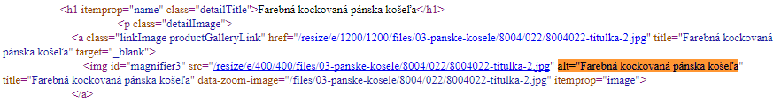 zdrojový kód stránky a zobrazení alt tagu