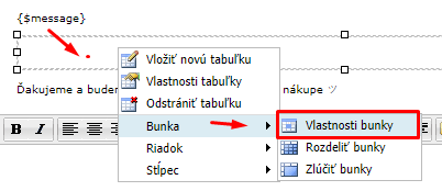 priklad vlastnosti bunky pro informacni prouzky v sablonovych emailech ve FLOXu