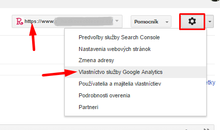 propojeni google analytics a search console