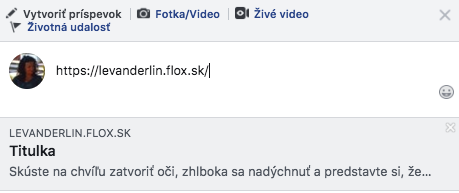 sdílení stránky bez obrázku na Facebooku