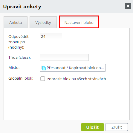 nastavení ankety