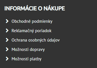 Informace o nákupu v patičce