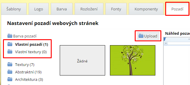 vlastní obrázek v pozadí web stránky