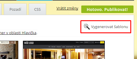 generování šablony pro e-shop a www stránky
