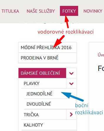 rozklikávací menu