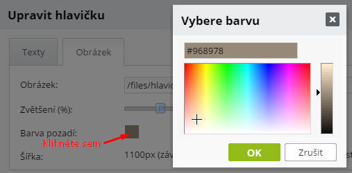 Uprava barevnosti hlavicky webu