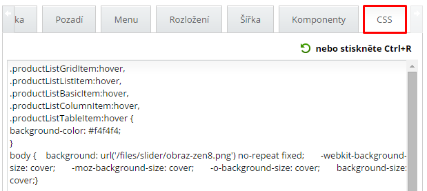 úprava css