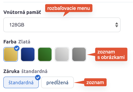 Výpis variant jako rozbalovací menu | ByznysWeb