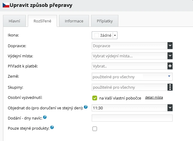 Rozšířené možnosti nastavení pro doručení v e-shopu - ByznysWeb.cz