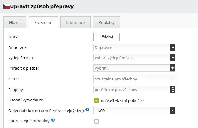Rozšířené možnosti nastavení pro doručení v e-shopu - ByznysWeb.cz