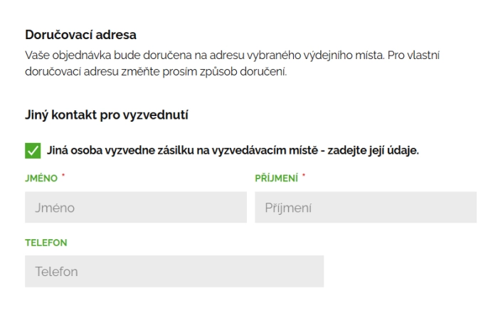 Kontaktní osoba pro výdejní místo