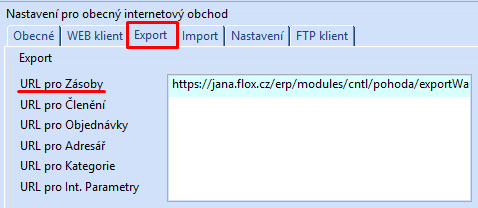 url pro export z Pohody