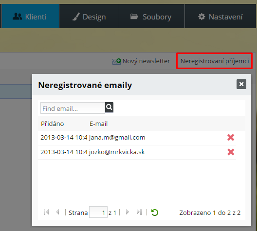 neregistrovaní příjemci nweslettru