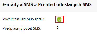 Povolení odesílání SMS