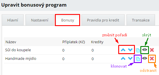 práce s bonusovými produkty