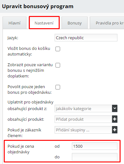 podmínky pro uplatnění bonusu
