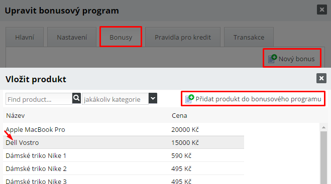 nový bonus v bonusovém programu