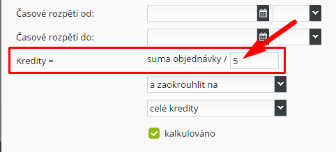 vzorec pro výpočet kreditů