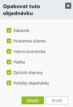 opakovat objednávku