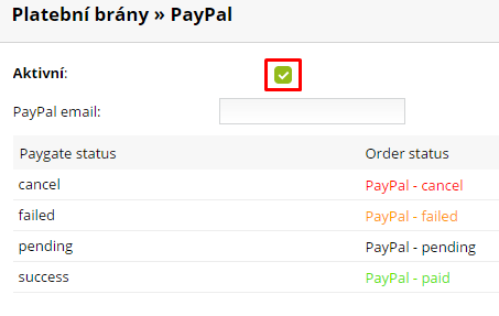 aktivace paypal