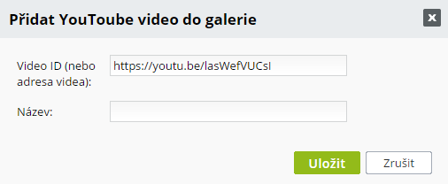 přidat video z youtube